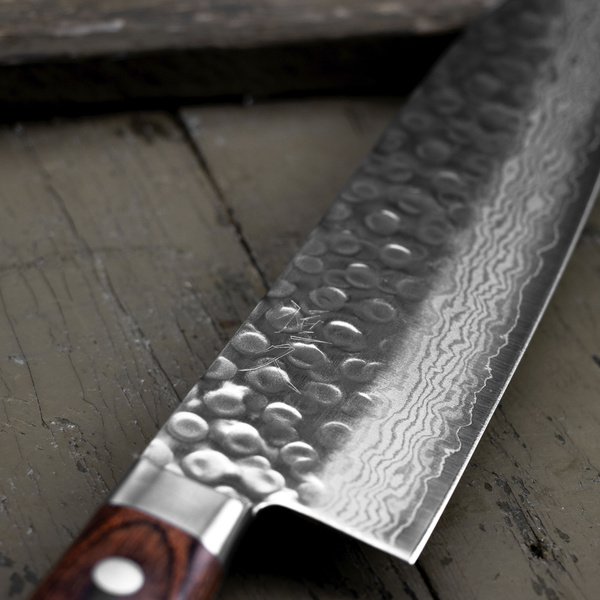 Tsunehisa VG-10 Damascus Brown Nóż Santoku 18 cm