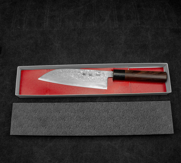 Kajiwara Damascus Aogami#2 Nóż Santoku 16,5 cm