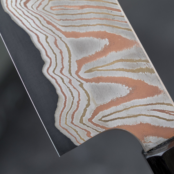Hatsukokoro Irodori Aogami#2 Rainbow Damascus Kurozome Nóż Szefa kuchni 20 cm