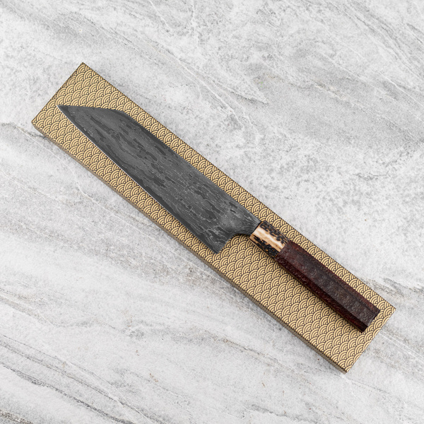 Naoki Mazaki Hon-Sanmai Aogami#1/Iron Wootz Damascus Nóż Kiritsuke Gyuto 21 cm
