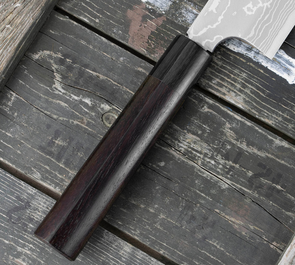 Hideo Kitaoka Shirogami#2 Satin Damascus Nóż Funayuki 18 cm