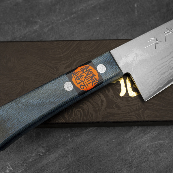 Shigeki Tanaka VG-10 Damascus Blue Nóż Santoku 16,5 cm