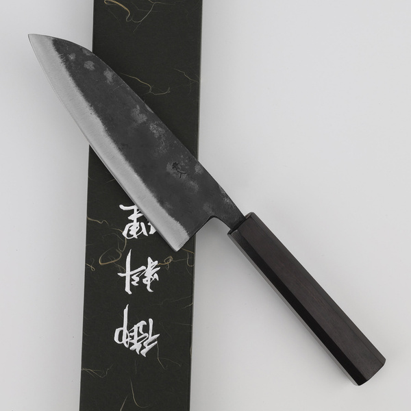 Hatsukokoro Kurogane Aogami#2/Iron Kurouchi Nóż Santoku 16,5 cm