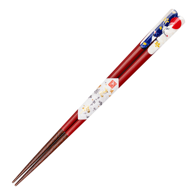 Japońskie Pałeczki do sushi Kawai - Meoto Crane Red