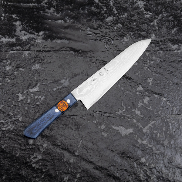 Shigeki Tanaka VG-10 Damascus Blue Nóż Szefa kuchni 18 cm