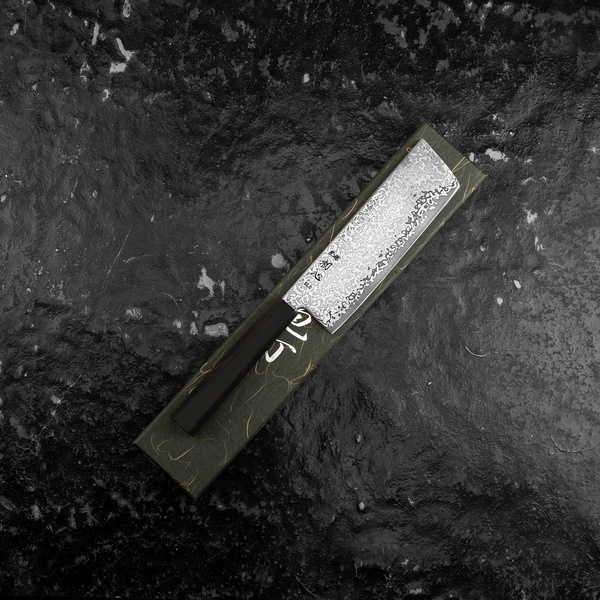 Hatsukokoro Hikari Kurozame SLD Damascus Nóż Nakiri 16 cm