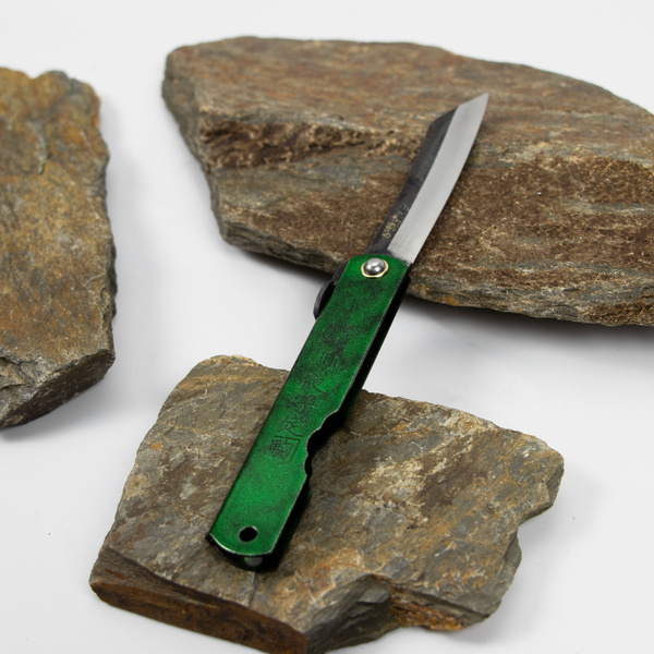Nóż kieszonkowy Higonokami Kanekoma Zielony Metalik Aogami#2 8 cm