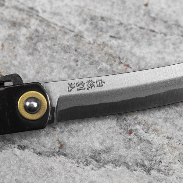 Nóż kieszonkowy Higonokami Sasaba Shirogami#2/Iron Black L 6,5 cm