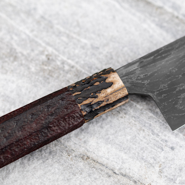 Naoki Mazaki Hon-Sanmai Aogami#1/Iron Wootz Damascus Nóż Kiritsuke Gyuto 21 cm