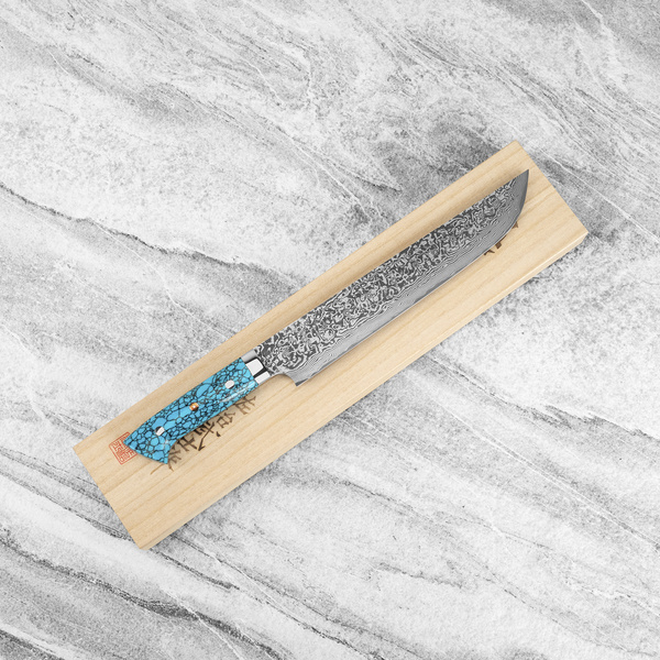 Takeshi Saji BTQ Black R-2 Damascus Nóż Sakimaru 25 cm