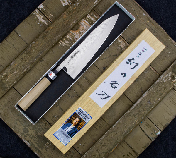 Fujiwara Shirogami#1/SS Magnolia+Róg Nóż szefa kuchni 21 cm