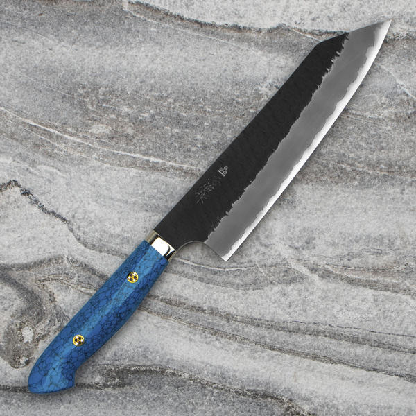 Nigara Hamono SG2 Kurouchi Blue Turquoise Nóż Kiritsuke Gyuto 21 cm