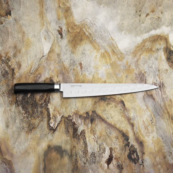 Tamahagane San Black VG-5 Nóż Sujihiki żłobiony 27 cm