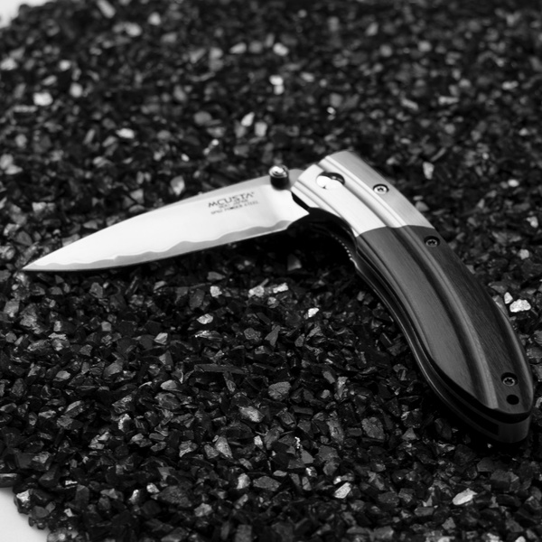 Nóż składany Mcusta Shinra Mixture SPG2 Black Pakka 7,2 cm