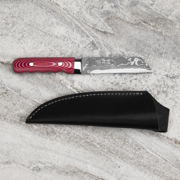 Ryo Nomura Shirogami#2 Damascus Wharncliffe Red/Black Large