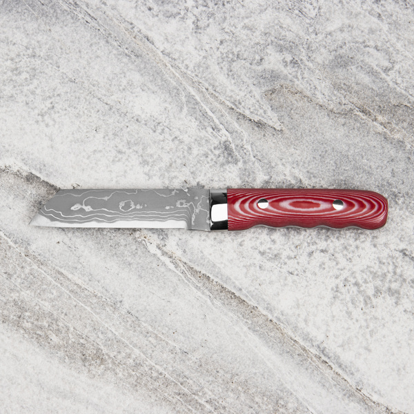 Ryo Nomura Shirogami#2 Damascus Wharncliffe Red/Black Large