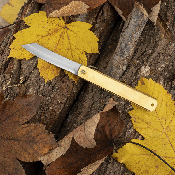 Nóż kieszonkowy Higonokami Kanekoma Aogami#2/Iron Mosiądź 9,5 cm