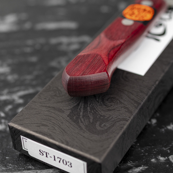 Shigeki Tanaka VG-10 Damascus Red Nóż uniwersalny 12 cm