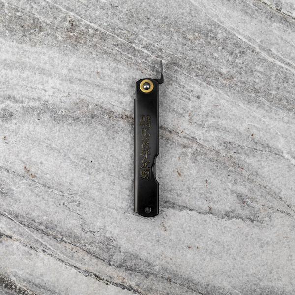 Nóż kieszonkowy Higonokami Sasaba Shirogami#2/Iron Black L 6,5 cm