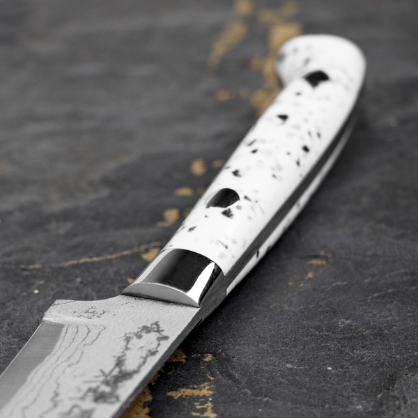 Ryo Nomura Shirogami#2 Damascus DropPoint White