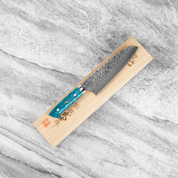 Takeshi Saji BTQ R-2 Damascus Nóż Santoku 18 cm