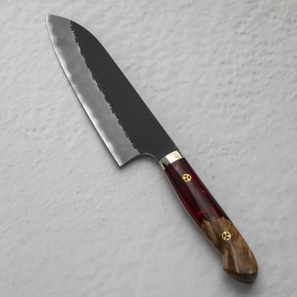 Nigara Hamono SG2 Limited Red Kurouchi Nóż Santoku 18 cm
