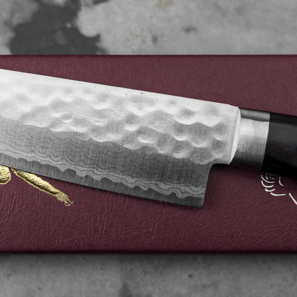 Kunio Masutani VG-10 Damascus Hammered Nóż Santoku 13 cm