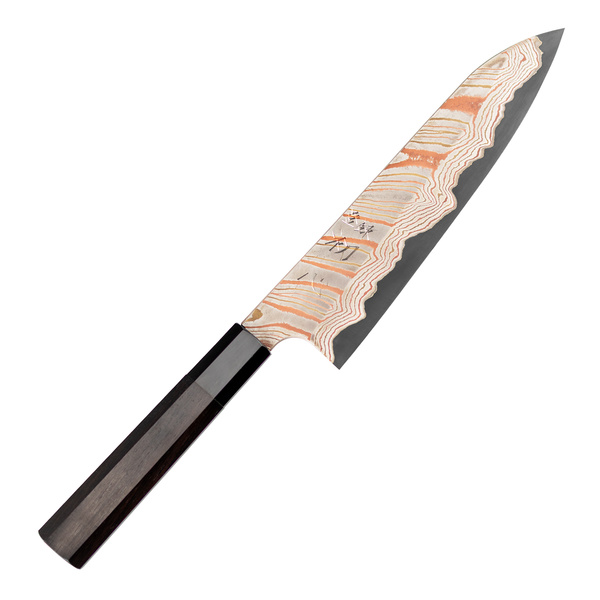 Hatsukokoro Irodori Aogami#2 Rainbow Damascus Kurozome Nóż Szefa kuchni 20 cm