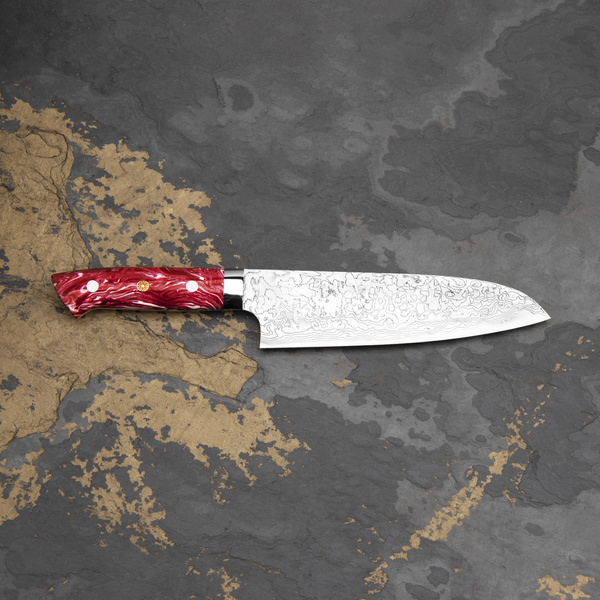Takeshi Saji Red Turquoise  R2 Nóż Santoku 18 cm