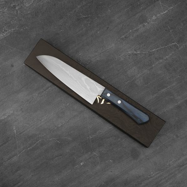 Shigeki Tanaka VG-10 Damascus Blue Nóż Santoku 16,5 cm