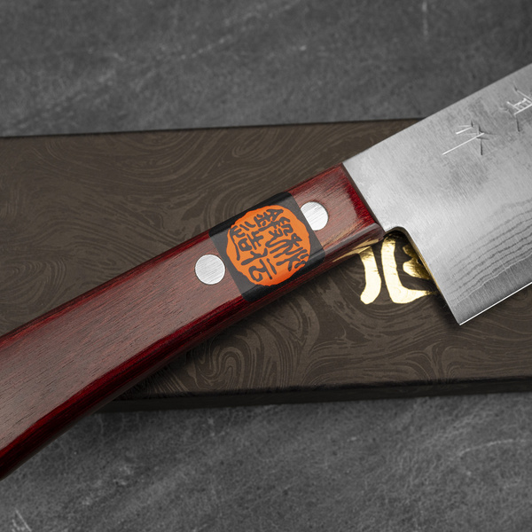 Shigeki Tanaka VG-10 Damascus Red Nóż Nakiri 16,5 cm