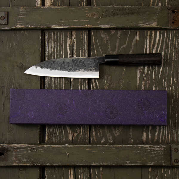 Motokyuuichi Shirogami#2 Hammered Nóż Santoku 16,5 cm