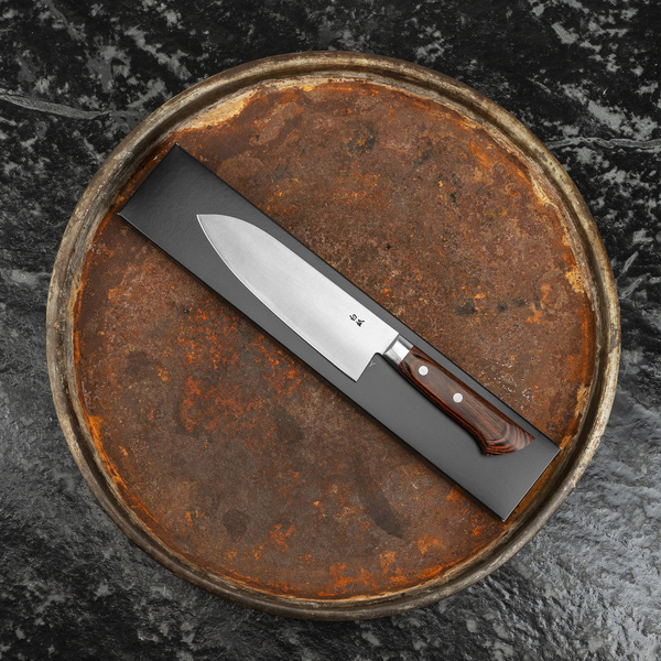 Yasuhiro Gen Shirogami#2/SS Mahogany Nóż Santoku 16,5 cm