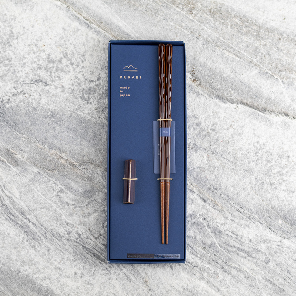 Japońskie Pałeczki do sushi Kawai Gift Set - Kurabi Brown