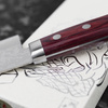 Kunio Masutani VG-10 Damascus Hammered Red Nóż Santoku 17 cm