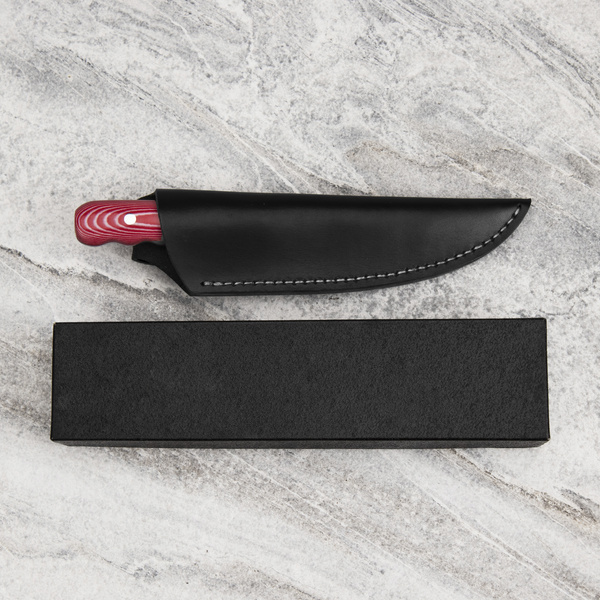 Ryo Nomura Shirogami#2 Damascus Wharncliffe Red/Black Large