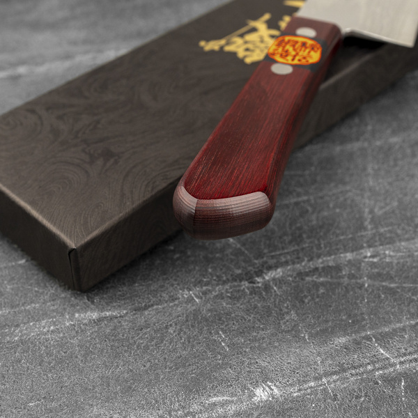 Shigeki Tanaka VG-10 Damascus Red Nóż Santoku 16,5 cm