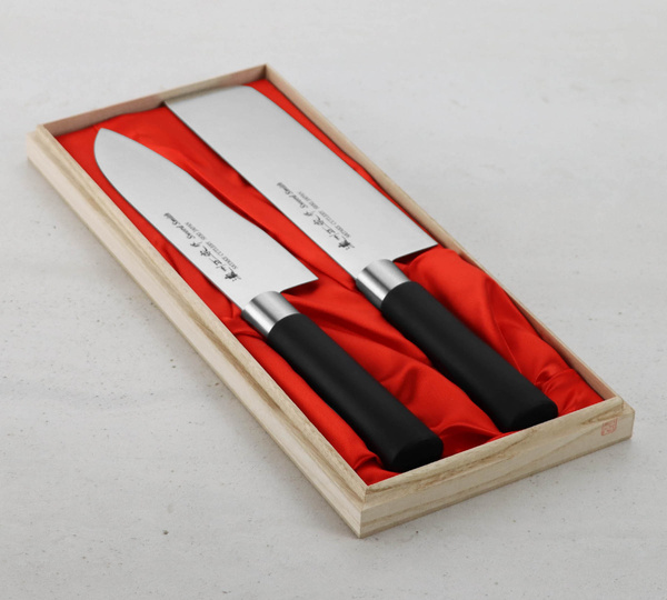 Satake Saku Zestaw w Drewnianym Pudełku Nóż Santoku + Nakiri