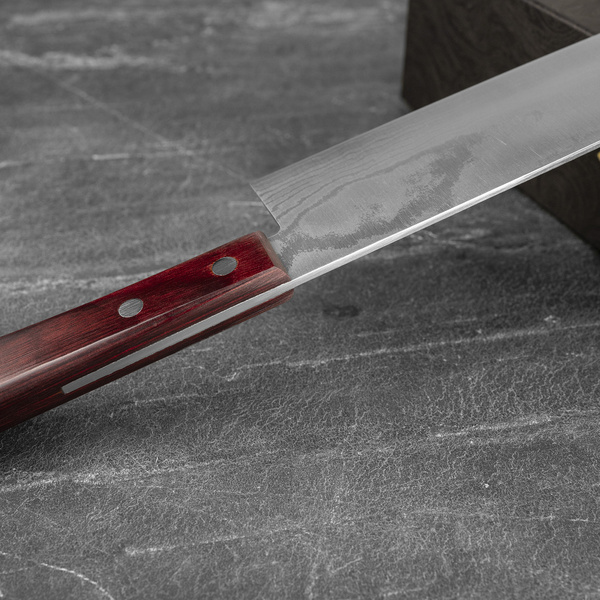 Shigeki Tanaka VG-10 Damascus Red Nóż Nakiri 16,5 cm