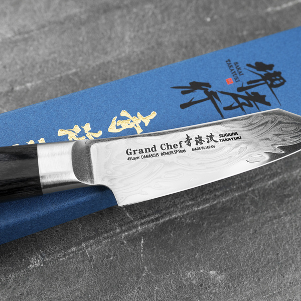 Sakai Takayuki Seigaiha Bohler N685 Damascus Nóż do obierania 8 cm