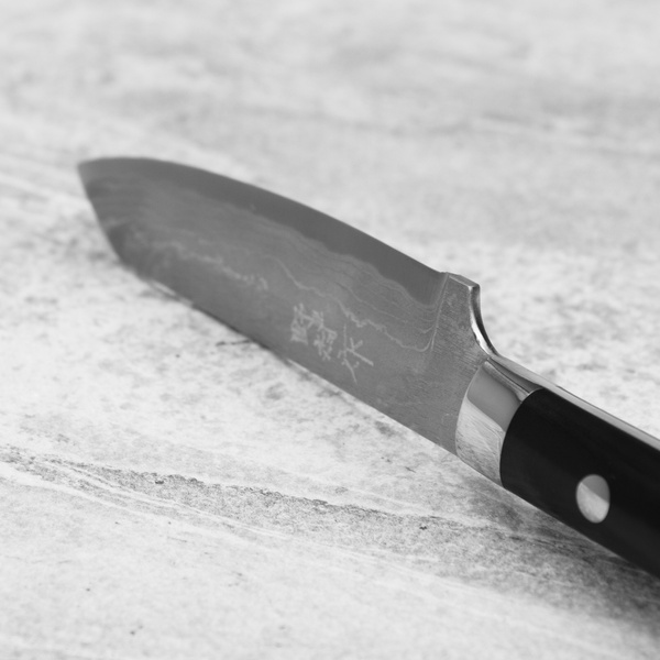 Ryo Nomura Shirogami#2 Damascus Wharncliffe Black Medium