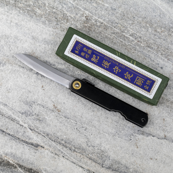Nóż kieszonkowy Higonokami Sasaba Shirogami#2/Iron Black L 6,5 cm