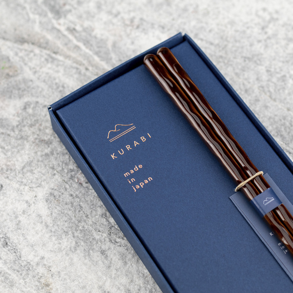 Japońskie Pałeczki do sushi Kawai Gift Set - Kurabi Brown