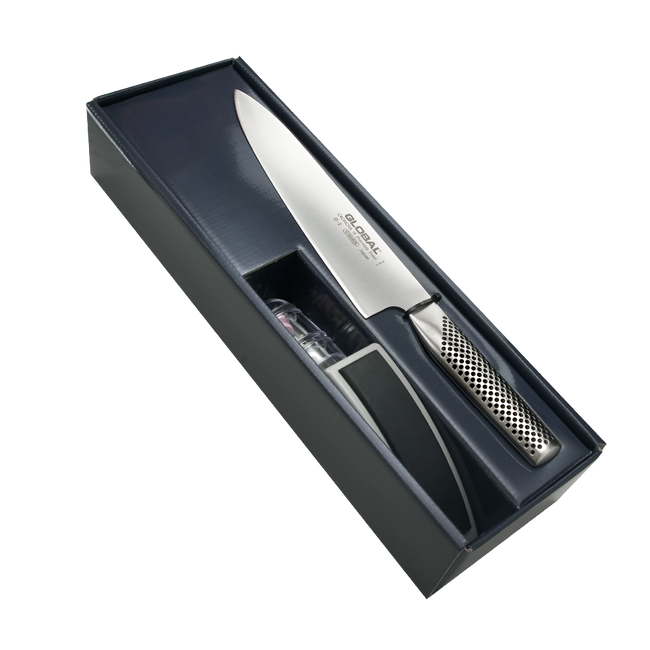 Zestaw Starter: Nóż szefa kuchni G-2 + ostrzałka MinoSharp | Global