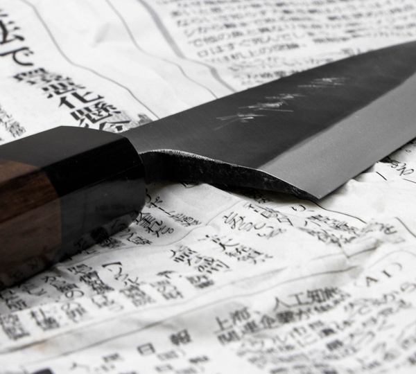 Hideo Kitaoka Shirogami Black Oktagon Nóż Miroshi Deba 18 cm