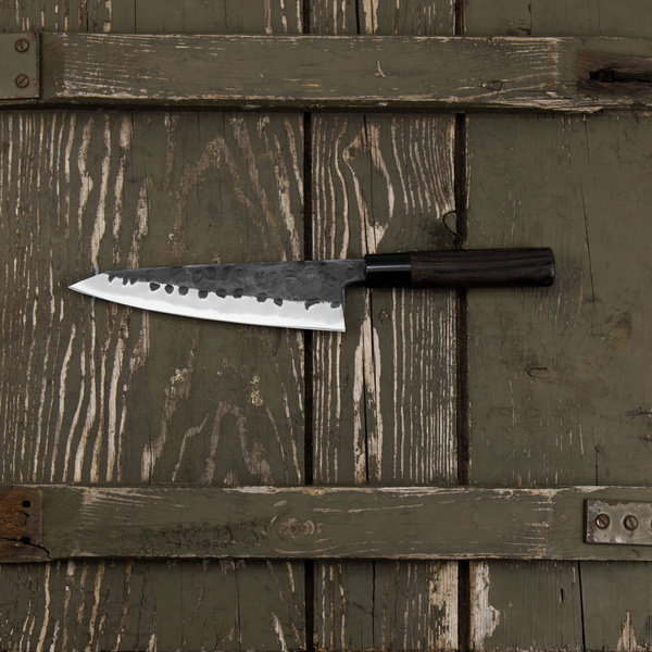 Motokyuuichi Shirogami#2 Hammered Nóż Garasuki 18 cm