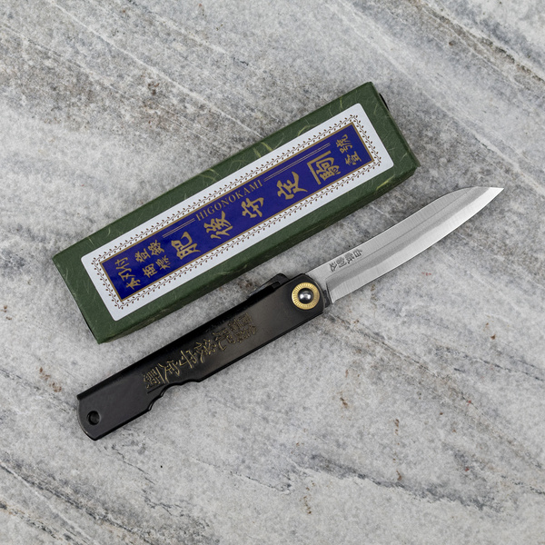 Nóż kieszonkowy Higonokami Sasaba Shirogami#2/Iron Black L 6,5 cm