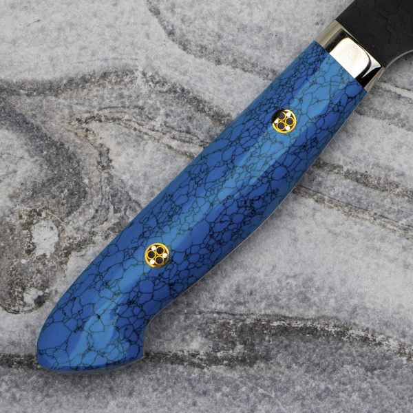 Nigara Hamono SG2 Kurouchi Blue Turquoise Nóż Kiritsuke Gyuto 21 cm