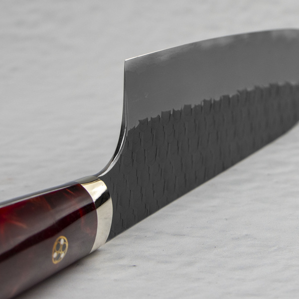 Nigara Hamono SG2 Limited Red Kurouchi Nóż Santoku 18 cm