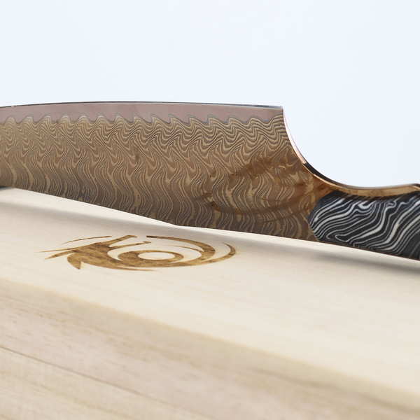 Dew Hara Saku#21 VG-10 Damascus Nóż Santoku 18 cm